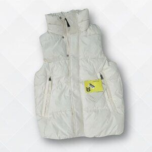 NWT All in Motion Women’s Long Puffer Vest – Off White – Size M – WJK-100023
